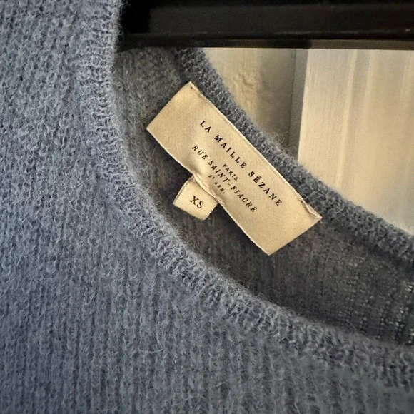 Sezane Dusty Vintage Blue Button-Up Gaspard Mohair Knit Cardigan XS - Picture 3 of 3